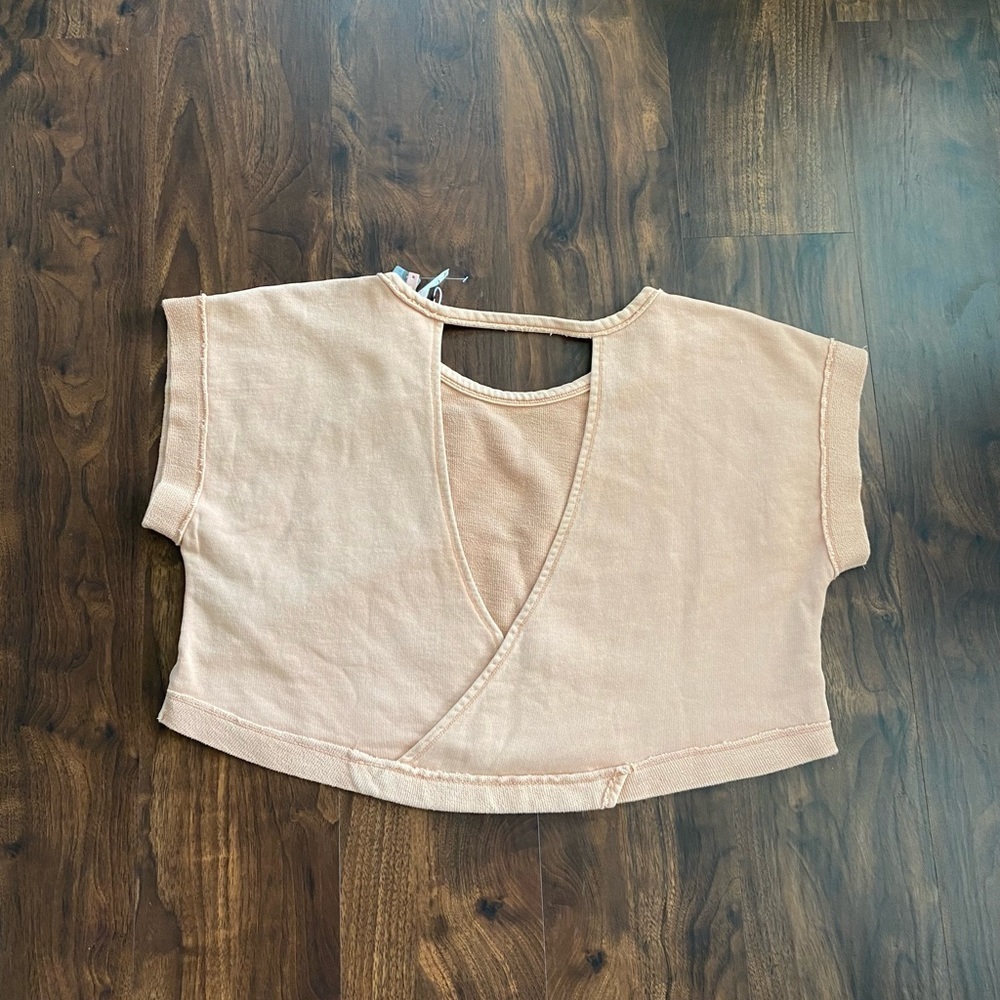 NWT Anthropologie Daily Practice Cropped Short Sleeve Cross Back Large Petite - Picture 5 of 5